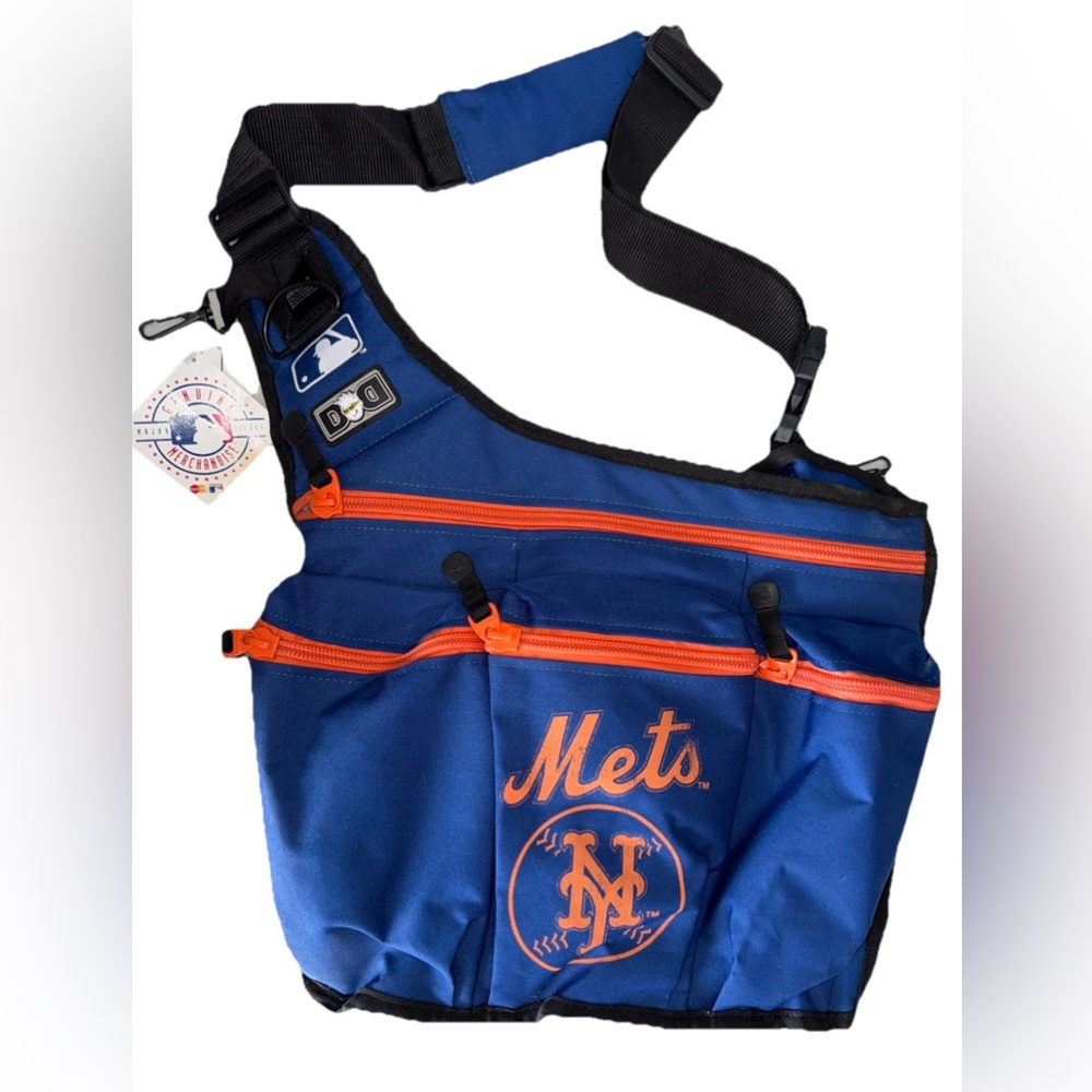 DIAPER DUDE MLB NY Mets Blue and Orange Messenger Bag with Changing Pad